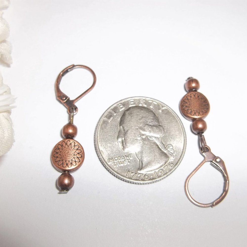 Boho Earring Set Copper Minimalist Simple Dainty Delicate Simple Circle NWT A521 - Picture 3 of 5